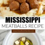 Slow cooker with meatballs, butter, and peppers.