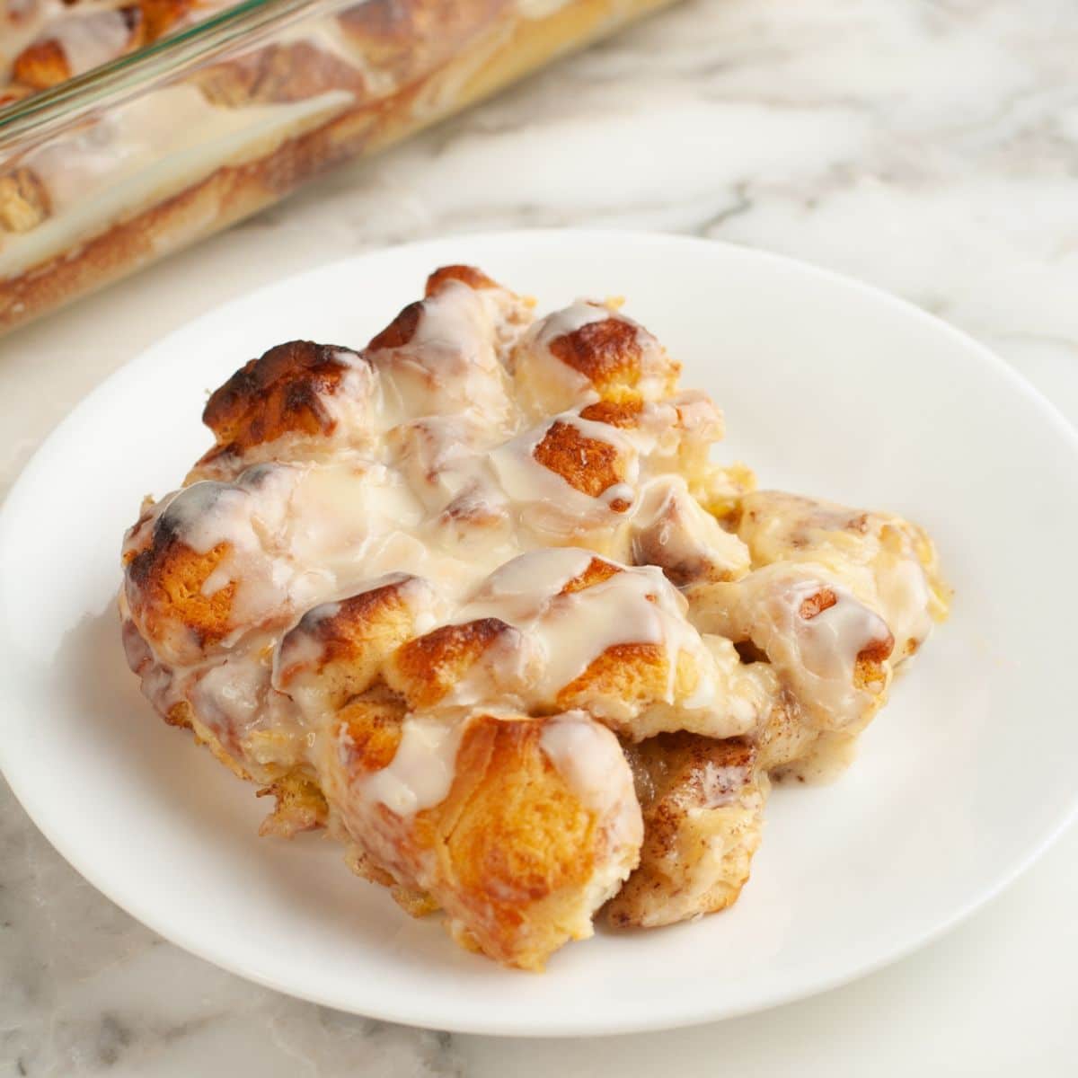 Piece of orange roll casserole.