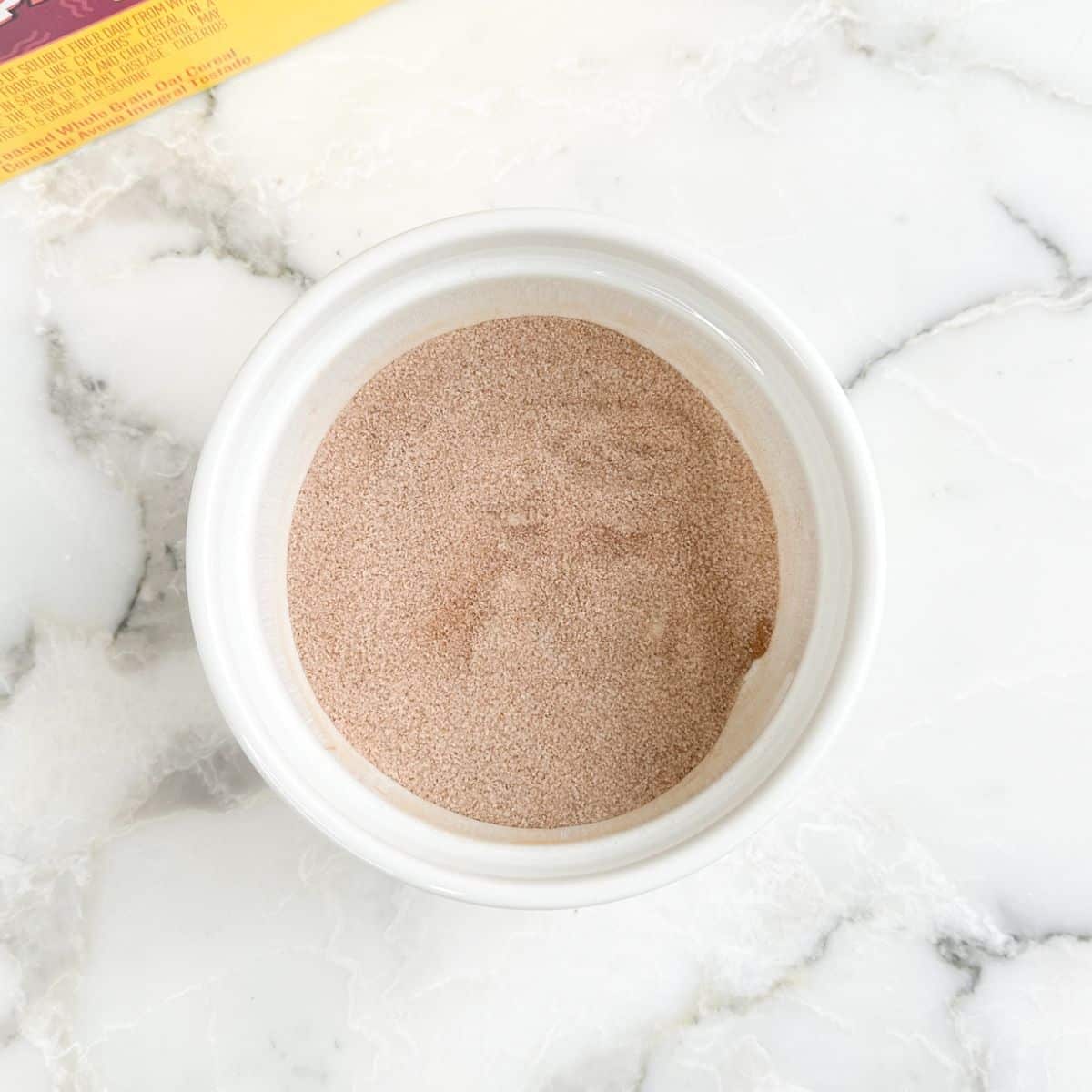 Bowl of cinnamon sugar mixture.
