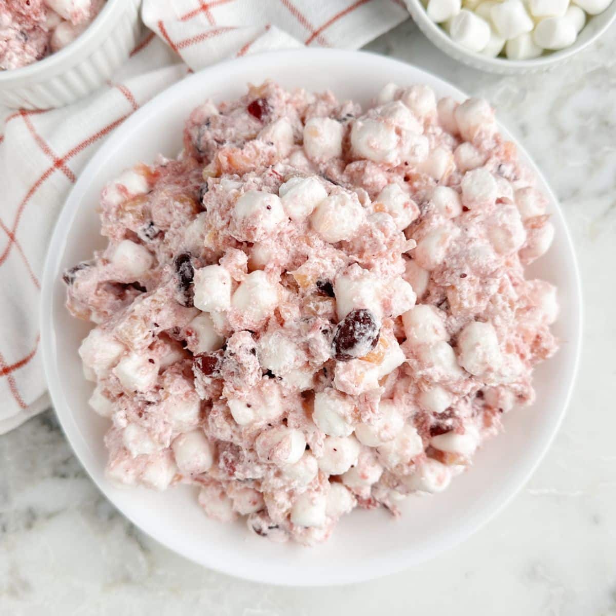 Bowl of cranberry fluff.