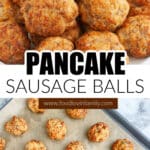 Baking dish of pancake sausage balls.