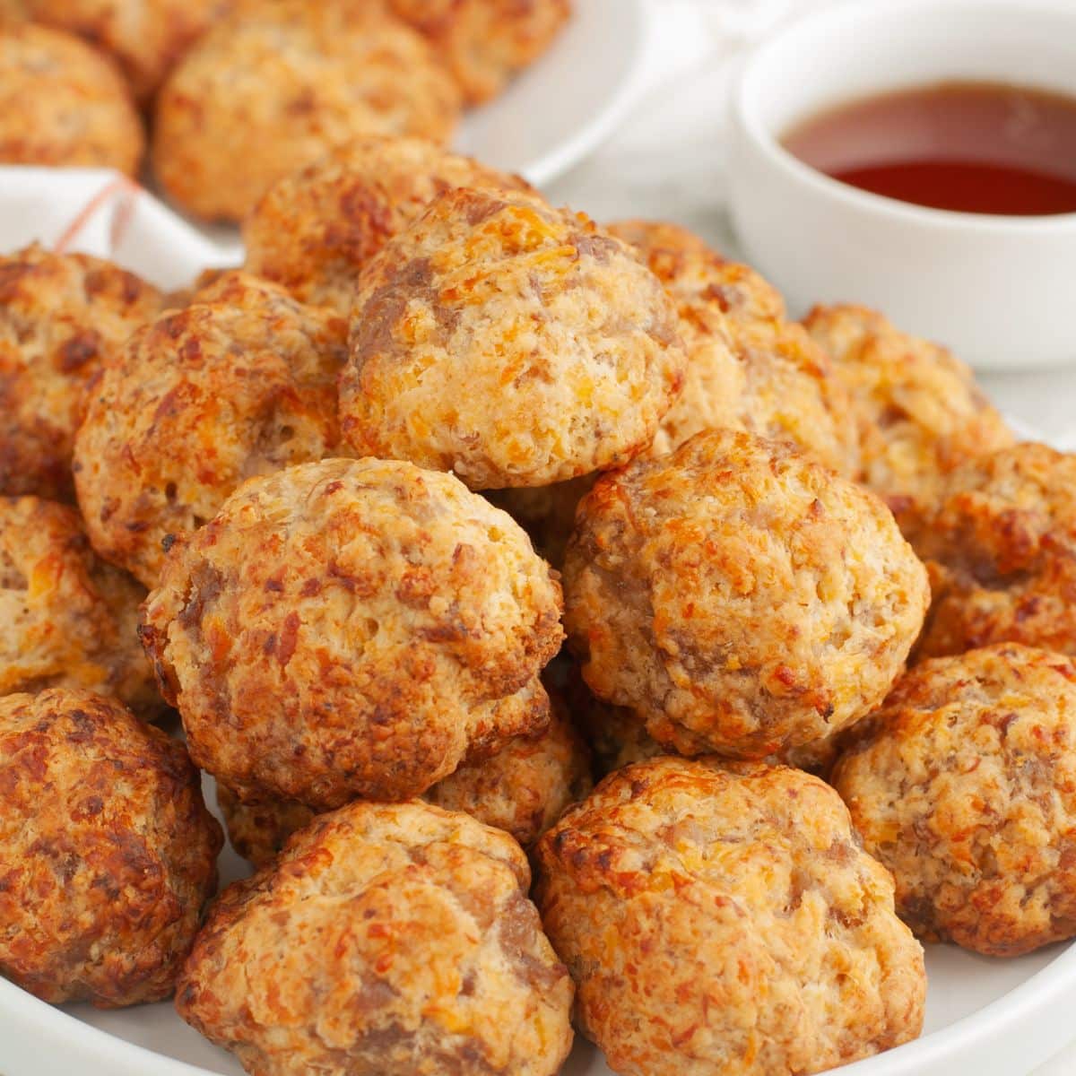 Plate of pancake sausage balls.